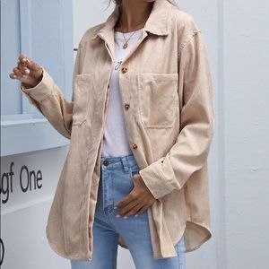 Oversized Corduroy Button Front Shacket